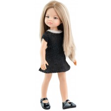 Кукла Paola Reina Amigas - Маника, с къса черна рокля, 32 cm -1