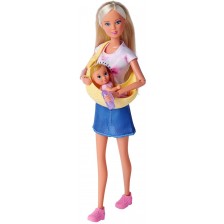 Кукла Simba Toys Steffi Love - Стефи с раница за бебе -1