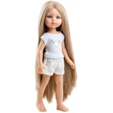 Кукла Paola Reina Amiga Pijama - Клара, с потниче с коронка и дълга коса, 32 cm -1