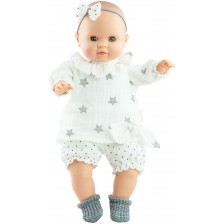 Кукла-бебе Paola Reina Manus - Лола, с блузка на звездички и лента за коса, 36 cm