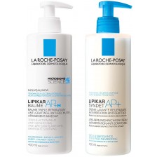 La Roche-Posay Lipikar Комплект - Измиващ крем и Балсам за лице и тяло, 2 x 400 ml