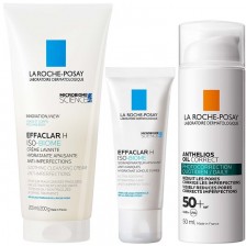La Roche-Posay Effaclar Комплект - Измиващ крем за лице и тяло, Успокояваща грижа и Гел-крем, SPF50, 200 + 40 + 50 ml -1