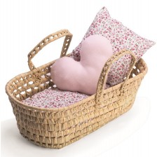 Легло за кукла Asi Dolls - Плетен кош със завивки -1