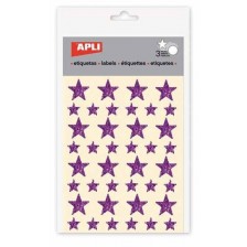 Комплект стикери APLI - Звездички, лилав звезден прах, 3 листа