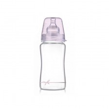 Шише Lovi - Baby Shower, стъклено, 250 ml, 3 м+, розово -1