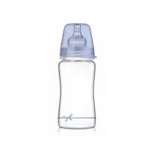 Шише Lovi - Baby Shower, стъклено, 250 ml, 3 м+, синьо -1