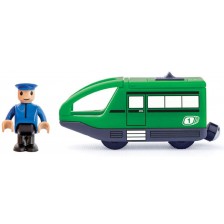 Локомотив Woody - Зелен, с батерия и машинист -1