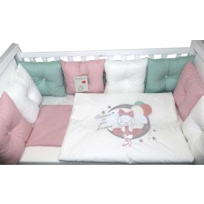 Луксозен спален комплект Bambino Casa - Pillows rosa, 12 части