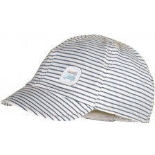 Лятна шапка с козирка Maximo - Бяла със сини черти, размер 49, 18-24 м -1