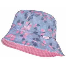 Лятна шапка с периферия Maximo - Синя, на розови пеперуди, UPF50+, размер 53, 3-4 г -1