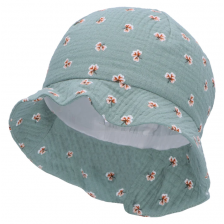 Лятна шапка с UV 50+ защита Sterntaler - Щампа на цветя, 49 cm, 12-18 месеца, зелена