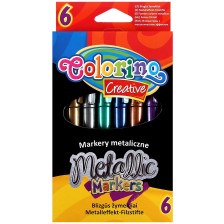 Маркери Colorino Creative - 6 цвята, металик -1