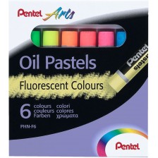 Маслени пастели Pentel Arts - Fluo, 6 цвята