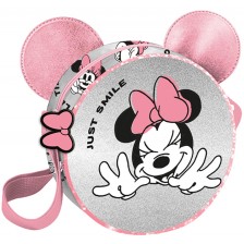 Малка кръгла чанта Paso Minnie - Розово и сиво -1