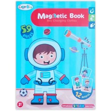 Магнитна книга Raya Toys - Дрехи за преобличане с момче, 59 части
