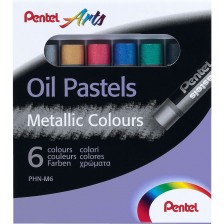 Маслени пастели Pentel Arts - Metalic, 6 цвята