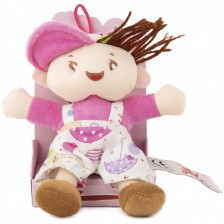 Мека кукла Амек Тойс - Момче с розова шапка, 14 cm -1