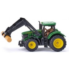 Метална играчка Siku - Трактор с щипки John Deere, зелен
