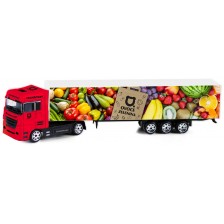 Метален камион Rappa - Плодове и зеленчуци, 20 cm