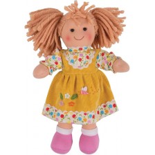 Мека кукла Bigjigs - Дейзи, с жълта рокличка, 28 cm -1