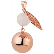 Медальон за бременни Bola - Розово злато с листо и перличка -1