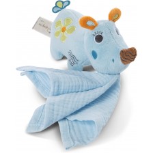Мека играчка с муселинова кърпичка 3D Nici - Носорогът Мануфи, 13 cm 