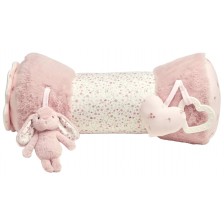 Мека играчка Mamas & Papas - Tummy Time Roll, Welcome to the world, Pink -1