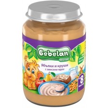 Млечна каша Bebelan Puree - Ябълки, круши и овесени ядки, 190 g -1