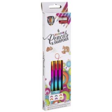 Моливи Grafix Colouring - Rainbow, 6 цвята, с включена острилка -1