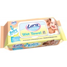 Мокри кърпи с капак Lara Baby Soft - 72 броя, жълти -1