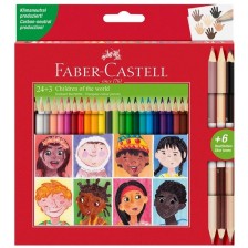 Моливи Faber-Castell - Triangular, 24 стандартни цвята и 3 телесни 