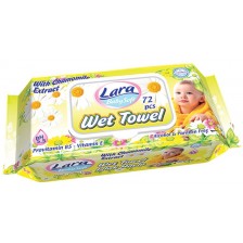 Мокри кърпи с капак  Lara Baby Soft - Лайка, Provitamin B5, Vitamin E, 72 броя -1