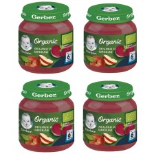 Моето първо пюре Nestle Gerber Organic - Ябълки и цвекло, 4 х 125 g  -1