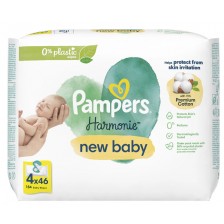Мокри кърпички Pampers Harmonie - New Baby, 4 опаковки x 46, 184 броя -1