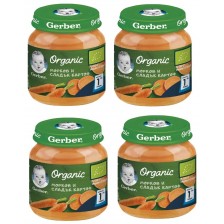 Моето първо пюре Nestle Gerber Organic - Морков и сладък картоф, 4 х 125 g 