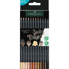 Моливи Faber-Castell Black Edition - 12 цвята, телесни нюанси -1