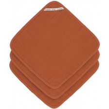 Муселинови кърпи Lassig - Cozy Care, 30 х 30 cm, 3 броя, оранжеви -1