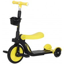 Мултифункционална триколка 3 в 1 Ocie - Балансиращо колело, тротинетка и скутер Fire, жълта