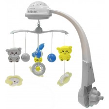 Музикална въртележка-прожектор Baby Mix - С котенца, сива