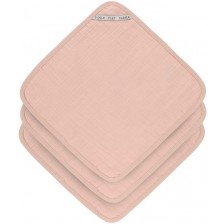 Муселинови кърпи Lassig - Cozy Care, 30 х 30 cm, 3 броя, розови