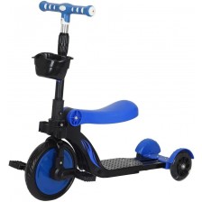 Мултифункционална триколка 3 в 1 Ocie - Балансиращо колело, тротинетка и скутер Fire, синя -1