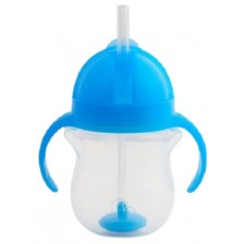 Наразливаща чаша с дръжки и сламка Munchkin - 207ml, синя