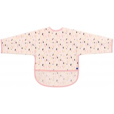 Непромокаем лигавник с ръкави и джоб KikkaBoo - Arty, Pink Pattern -1