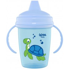 Неразливаща чаша с дръжки Wee Baby - Enjoy, синя, 240 ml