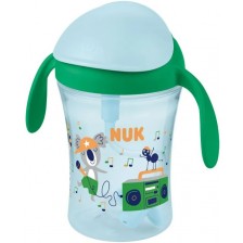 Неразливаща чаша със сламка NUK - Motion Cup, 230 ml, зелена -1