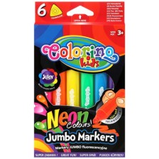 Неонови маркери Colorino Kids - Jumbo, 6 цвята  -1