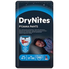 Нощни пелени гащи Huggies Drynites - За момче, 4-7 години, 17-30 kg, 10 броя