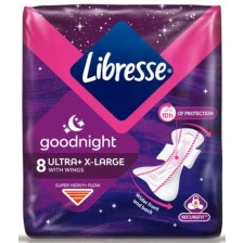 Нощни превръзки с крилца Libresse - ULTRA Goodnight, 8 броя