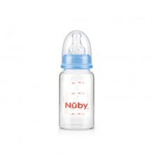 Стъклено шише с широко гърло Nuby, 120 ml, с биберон Slow Flow -1