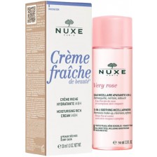 Nuxe Crème Fraiche & Very Rose Комплект - Богат крем и Мицеларна вода, 30 + 50 ml